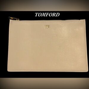 Tom Ford Vegan White Leather with Gold Hardware GWP Cosmetic Pouch Bag
BRAND NEW